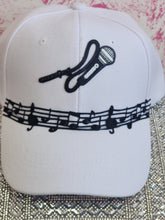 Cargar imagen en el visor de la galería, BLING NATION-HIP HOP ROCK- Black Musical Notes w/Black Rhinestones- Custom Designed Baseball Hat