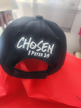 Cargar imagen en el visor de la galería, BLING NATION-BIG DAWG- Black w/ Black ,White and Red Embroidery -Custom Designed Baseball Hat