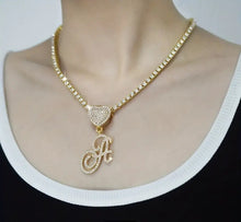 Load image into Gallery viewer, Initialize THIS!!- Zircon/Silver Plated Tennis Necklace With Initial Pendant