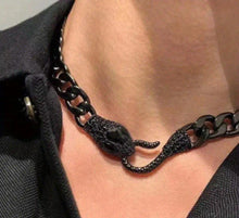 Load image into Gallery viewer, SNAKE It!- Black/Rhinestones

