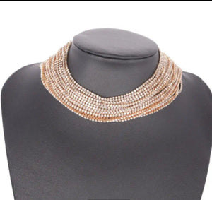 Elite Status -  Rhinestones/  Silver Choker