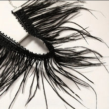 Load image into Gallery viewer, FEATHER &quot;N&quot; Lace- Black Cotton Feather Choker
