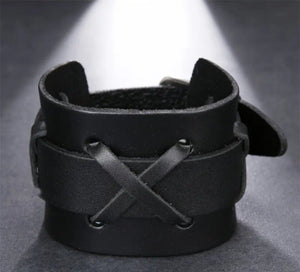 Gothic Crossing- Genuine leather Punk/Gothic Bracelet