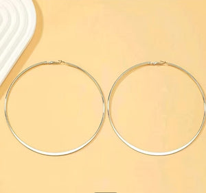 HIP HOP- Large Silver Hoops