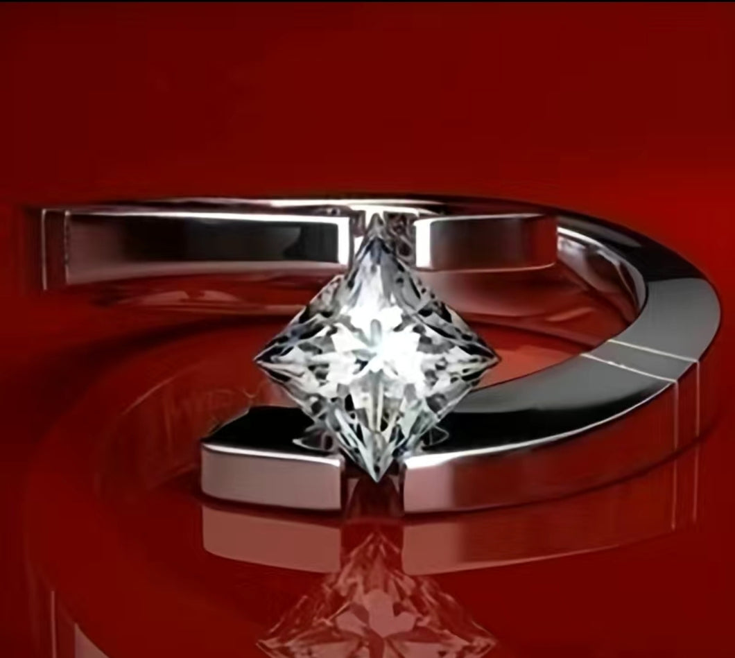 PRINCESS- Zircon Princess Cut, Sterling Silver