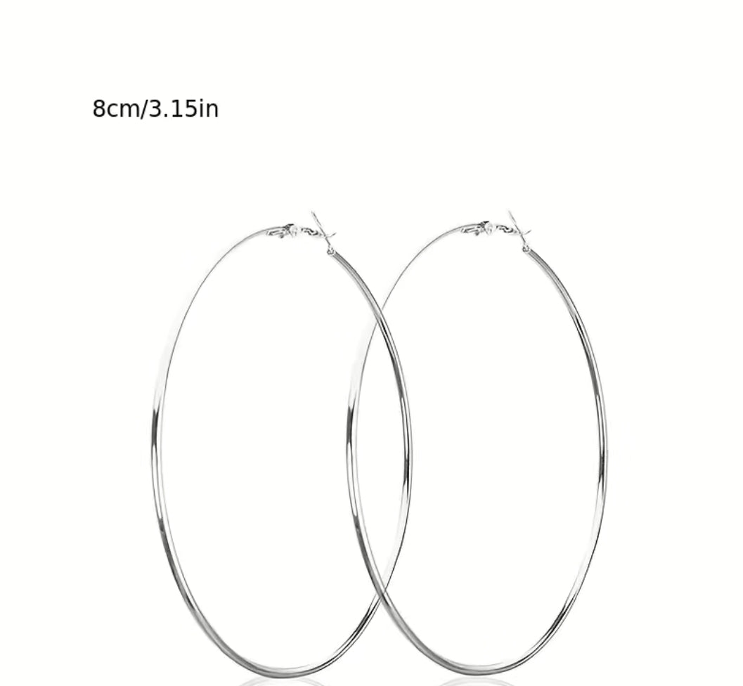 Skinny Mini- Med Silver Hoops