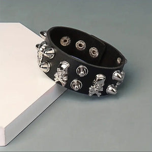 Skull And Bones-Gothic PU Leather Bracelet