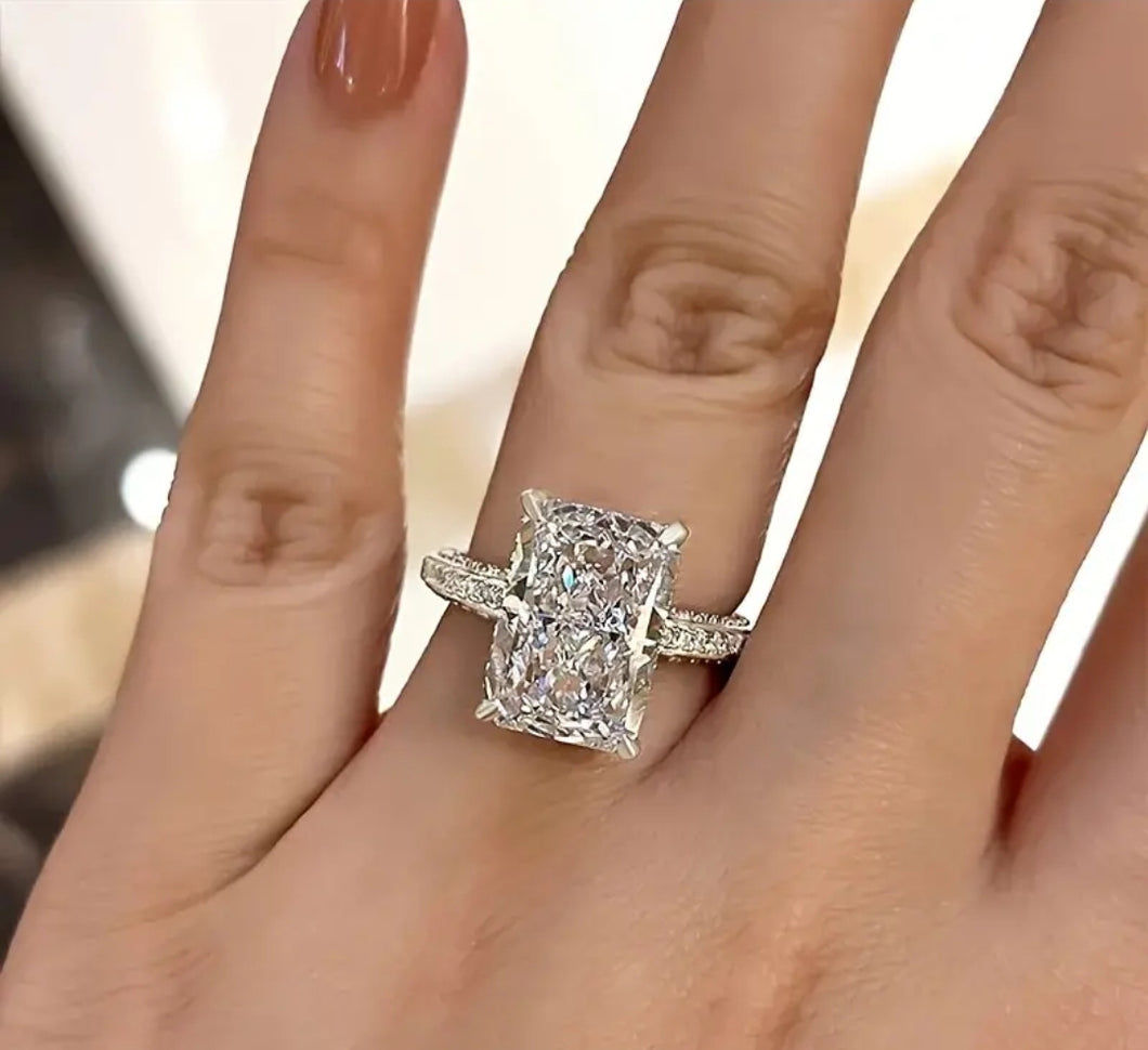 The Agatha- Radiant Cut Zircon/Silver Plated