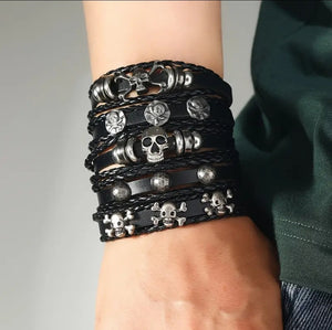 THE SKULL COLLECTOR-5 faux Leather Bracelets