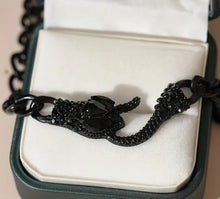 Load image into Gallery viewer, SNAKE It!- Black/Rhinestones

