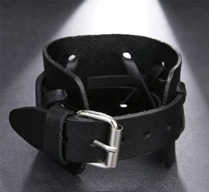 Gothic Crossing- Genuine leather Punk/Gothic Bracelet