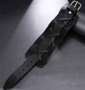 Gothic Crossing- Genuine leather Punk/Gothic Bracelet