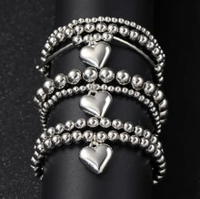 Load image into Gallery viewer, Heart To Heart- Silvery Stackable Heart Bracelets
