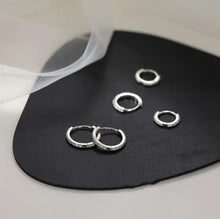 Load image into Gallery viewer, Huggy Poo- Moissanite Huggy Hoops. S925
