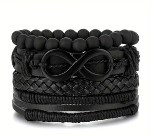 Infinty Goth-  Set Of 4 PU Leather Bracelets