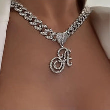 Load image into Gallery viewer, Initialize THIS!!- Zircon/Silver Plated Tennis Necklace With Initial Pendant
