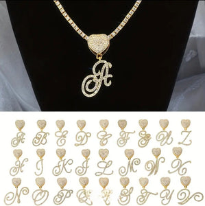 Initialize THIS!!- Zircon/Silver Plated Tennis Necklace With Initial Pendant