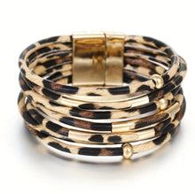 Load image into Gallery viewer, Jungle Fever- PU Multilayered Leather/Gold Bracelet
