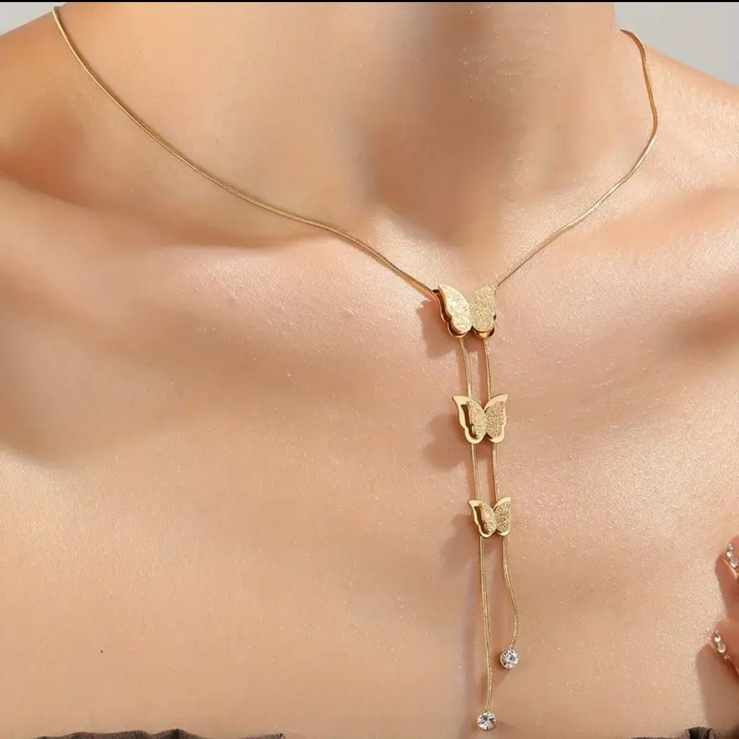 SATIN ButterFLIES/ Stainless Steel, 18K Gold Plated