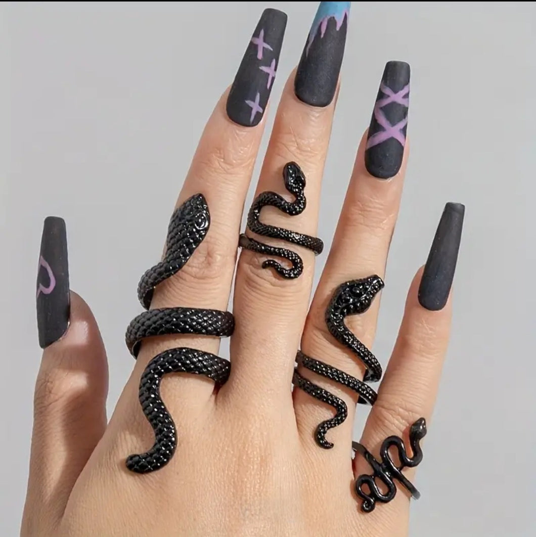 SnakeArium- 4Pc Gothic Snake Rings