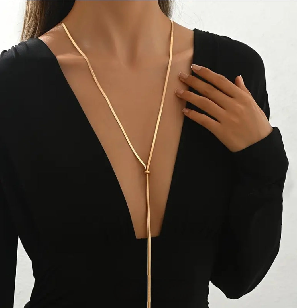 Tassel Love- Stainless Steel/Snake Bone Chain