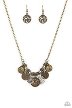 Cargar imagen en el visor de la galería, To Coin A Phrase- Brass Necklace And Earrings
