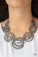 Load image into Gallery viewer, Statement Swirl- Gunmetal Necklace And Earrings

