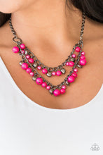 Cargar imagen en el visor de la galería, Watch Me Now- Pink/ Gunmetal Necklace And Earrings
